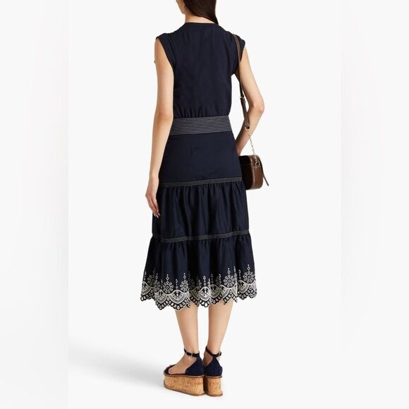 Veronica Beard Navy (Black?) White Midi Dress L XL - Picture 3 of 12